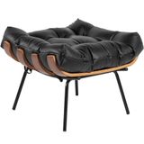 Puff Sala De Estar Costela L04 Couro Preto