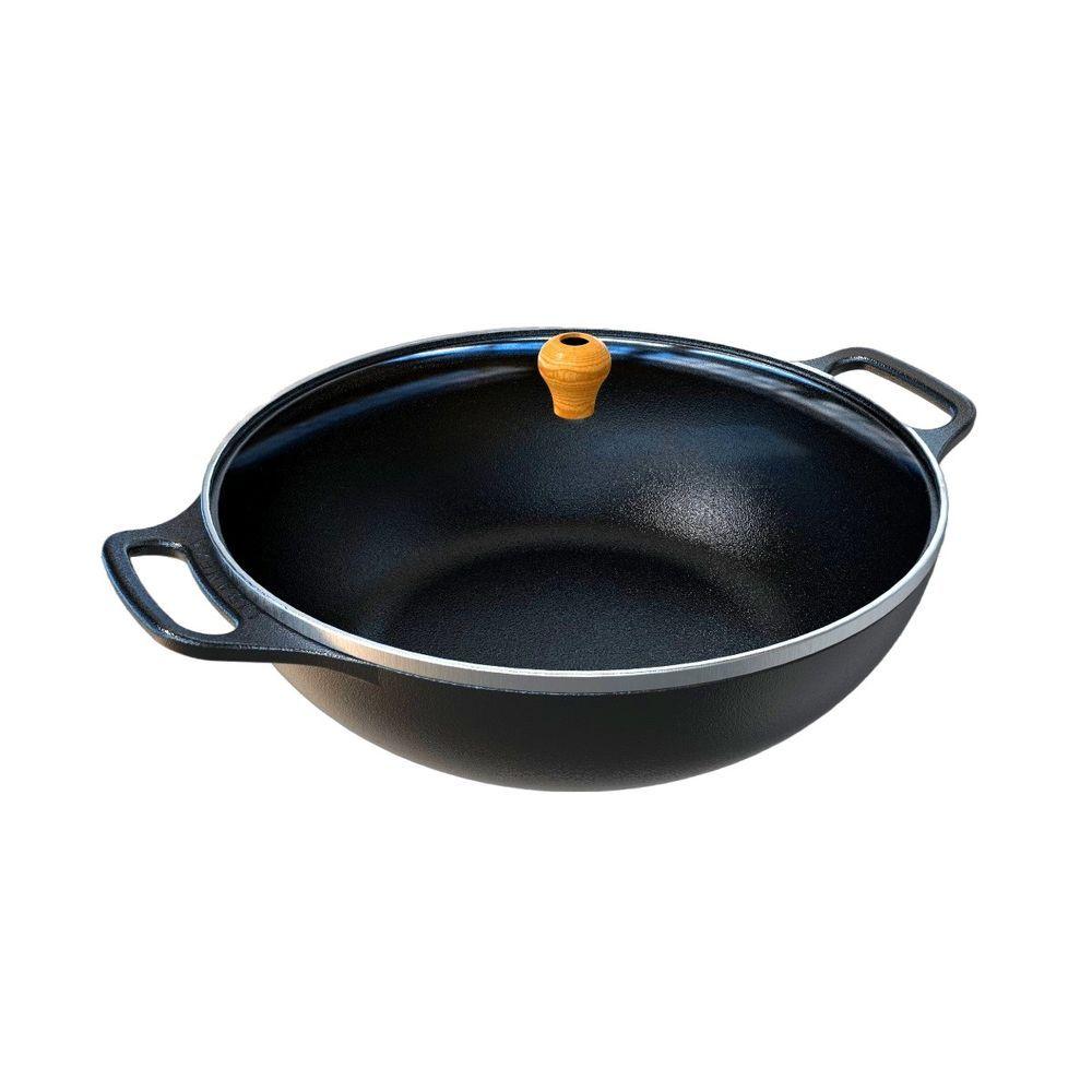 Panela Frigideira Wok 2 Alças De Ferro Fundido Tv Pm 36cm