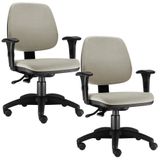 Kit 02 Cadeiras Giratória Job Executiva Ergonomica Bege