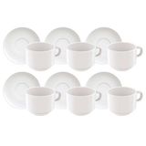 Conjunto Com 6 Xícaras E Pires Para Chá Tramontina Paola Em Porcelana - 240 Ml