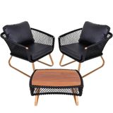 2 Poltronas Com Mesa Alumínio Bronze Para Jardim, Chácara