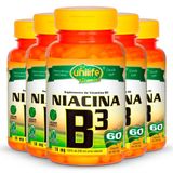 Kit 5 Vitamina B3 Niacina 60 Cápsulas Unilife
