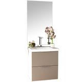 Kit Banheiro Gabinete 60cm Pietra B06 Gianduia Brilho