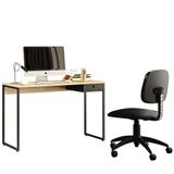 Kit Mesa Escritório Lead 1 Gaveta Preto E Cadeira Corano