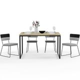Mesa De Jantar Nature 136cm 4 Cadeiras Preto Cinza
