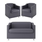 Kit Namoradeira 2 Lugares Tilla + 2 Poltronas Cinza
