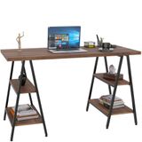 Mesa Para Escritório Estilo Industrial Cavalete 135cm Nogal