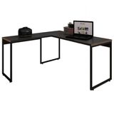 Mesa Para Escritório Industrial Em L 150 Cm F01 Preto Fosco