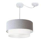 Pendente Duplo Cilíndrico Desvio 45x40cm Bivolt Cinza Branco