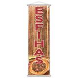 Banner Esfihas Comida Lancheria Poster Lona Serviço 100x30cm