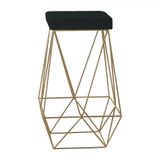 Banqueta Decorativa Kathy Base Gold Veludo Preto Gran Belo