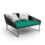 Chaise Quadrada Maldivas Em Corda Náutica Laranja Esmeralda