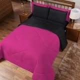 Kit Edredom Casal Queen 3 Peças Margarida Box Pink E Preto