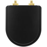 Assento Sanitário Mdf Soft Close Smart Onix (preto Fosco) Para Vaso Celite Com Ferragem Dourada