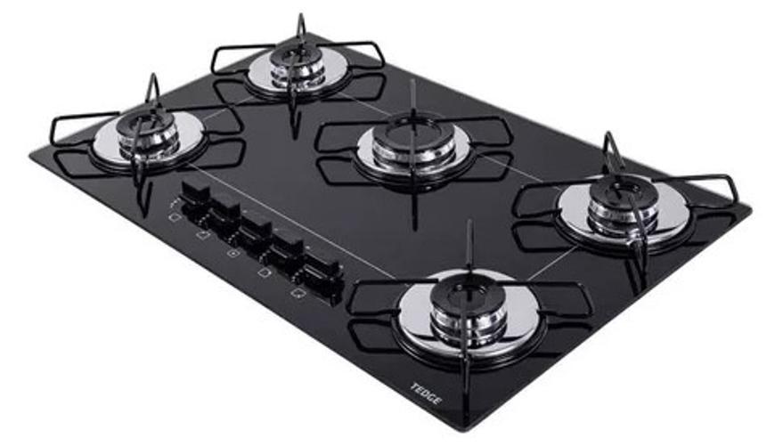 Cooktop 5 Bocas Tedge Preto - Ultra Chama - Gás Bivolt