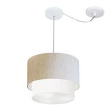 Pendente Duplo Cilíndrico Desvio Md-4358 30x25cm Bege Branco