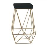 Banqueta Decorativa Kathy Base Gold Suede Preto Gran Belo