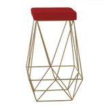 Banqueta Decorativa Kathy Base Gold Suede Vermelho Gran Belo