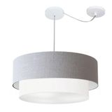 Pendente Duplo Cilíndrico Desvio 60x50cm Bivolt Cinza Branco