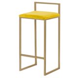 Banqueta Decorativa Selena Base Gold Suede Amarelo Gran Belo