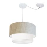 Pendente Duplo Cilíndrico Desvio 40x35cm Bivolt Bege Branco