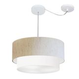 Pendente Duplo Cilíndrico Desvio Md-4365 45x40cm Bege Branco