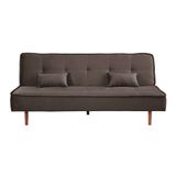 Sofá Cama Silver 3 Lugares Reclinável Suede 192cm Marrom