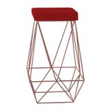 Banqueta Kathy Base Bronze Veludo Vermelho Gran Belo