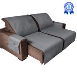 Capa Protetora Para Sofa Retratil Impermeável 2,40m Cinza