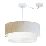 Pendente Duplo Cilíndrico Desvio 55x50cm Bivolt Bege Branco