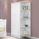 Guarda-roupa Doce Sonho Branco 2 Portas 3 Gavetas Com Cantoneira Acoplada