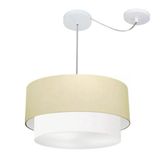 Pendente Duplo Cilíndrico Desvio 50x40 Bivolt Algodão Branco