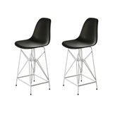 Kit 2 Banquetas Bistrô Alta Eames Eiffel Preta Base Ferro Branco - Cor: Marrom