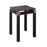 Mesa Lateral Malva Ml01 Preto Com Tampo De Vidro Preto Preto