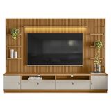 Rack Com Painel Ripado Para Tv 75 Pol. 268cm Golden L06 Nature/off White - Mpozenato