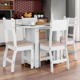 Conjunto Mesa De Jantar 4 Lugares Milano Branco Com Savana