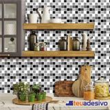 Papel De Parede Azulejo Cozinha Lávavel Pastilha Cinza 3m