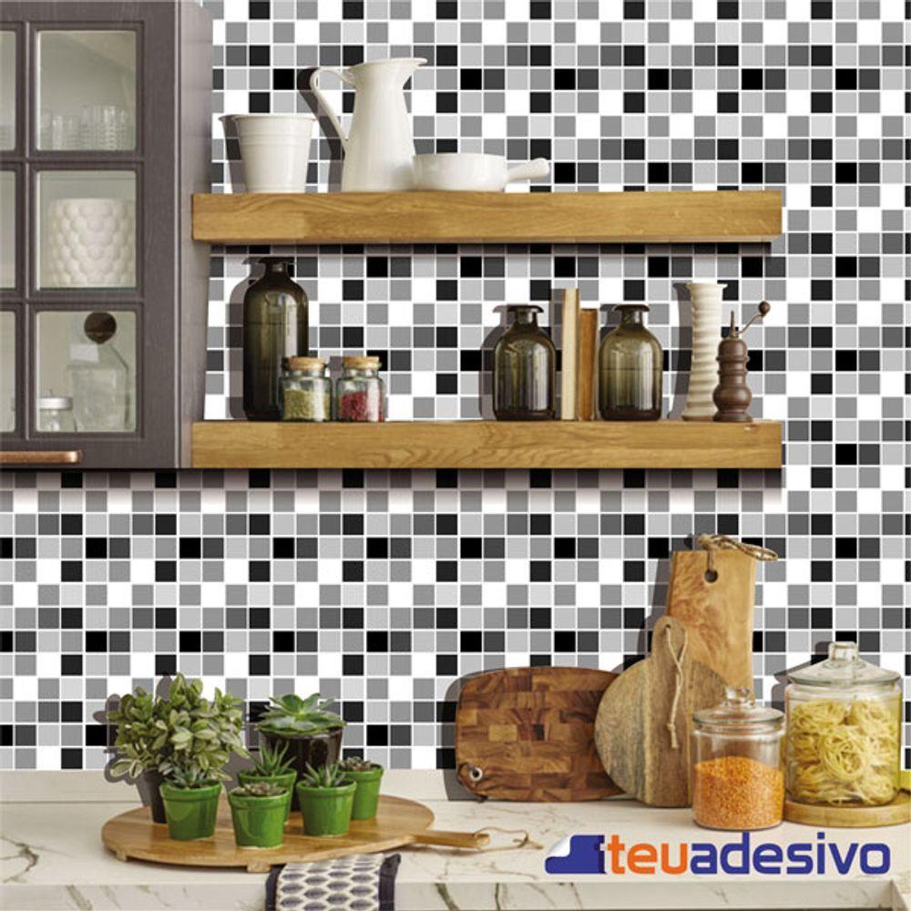 Papel De Parede Azulejo Cozinha Lávavel Pastilha Cinza 3m