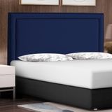 Cabeceira Cama Box Casal King Size Maísa 195cm Com Frame Veludo Azul Escuro - Abmaza