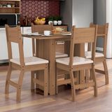 Conjunto Mesa De Jantar 4 Lugares Milano Carvalho Com Savana