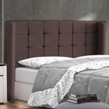Cabeceira Cama Box Casal King Size Gioconda 195cm Com Frame Veludo Marrom - Abmaza