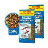 Ração Peixes De Lago Prodac Pondsticks Color Kit 15kg Carpas