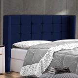 Cabeceira Cama Box Casal King Size Gioconda 195cm Com Frame Veludo Azul Escuro - Abmaza