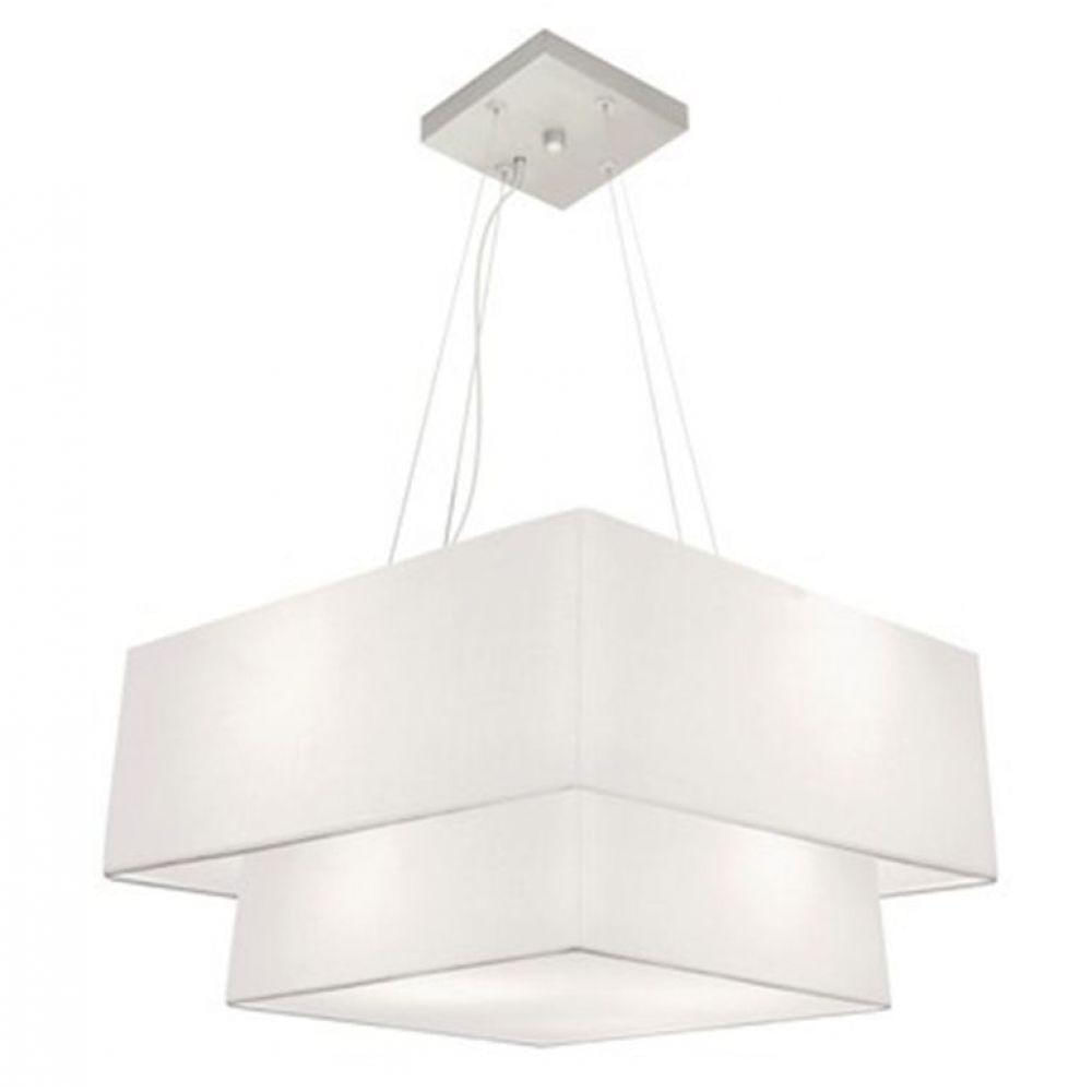 Lustre Pendente Duplo Quadrado Md-4344 45x35cm Bivolt Branco