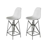 Kit 2 Banquetas Bistrô Alta Eames Eiffel Branca Base Ferro Preto - Cor: Branco