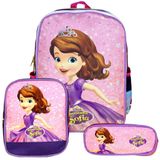 Mochila Feminina Infantil Princesa Sofia Lancheira Estojo