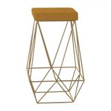 Banqueta Decorativa Kathy Base Gold Suede Mostarda Gran Belo