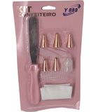 Kit Confeiteiro Para Bolos 1 Saco 5 Bico Metal 1 Espátula