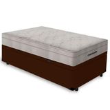 Cama Box Baú Solteiro + Colchão De Molas Ensacadas Airtech Ortobom 67x88x188 Marrom