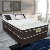 Cama Box Casal Queen Colchão Molas Ensacadas Euro Top Rubi Gazin 158x198x70cm Marrom/branco